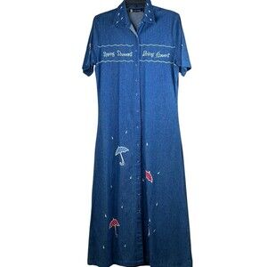 Citi-Craze Blue Jean Maxi Dress Women's Rain Spring 80s 90s Retro Small
